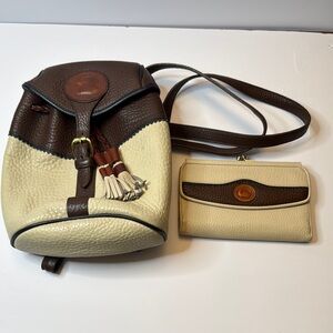 Dooney & Bourke Two-Tone Leather Backpack and Wallet Set